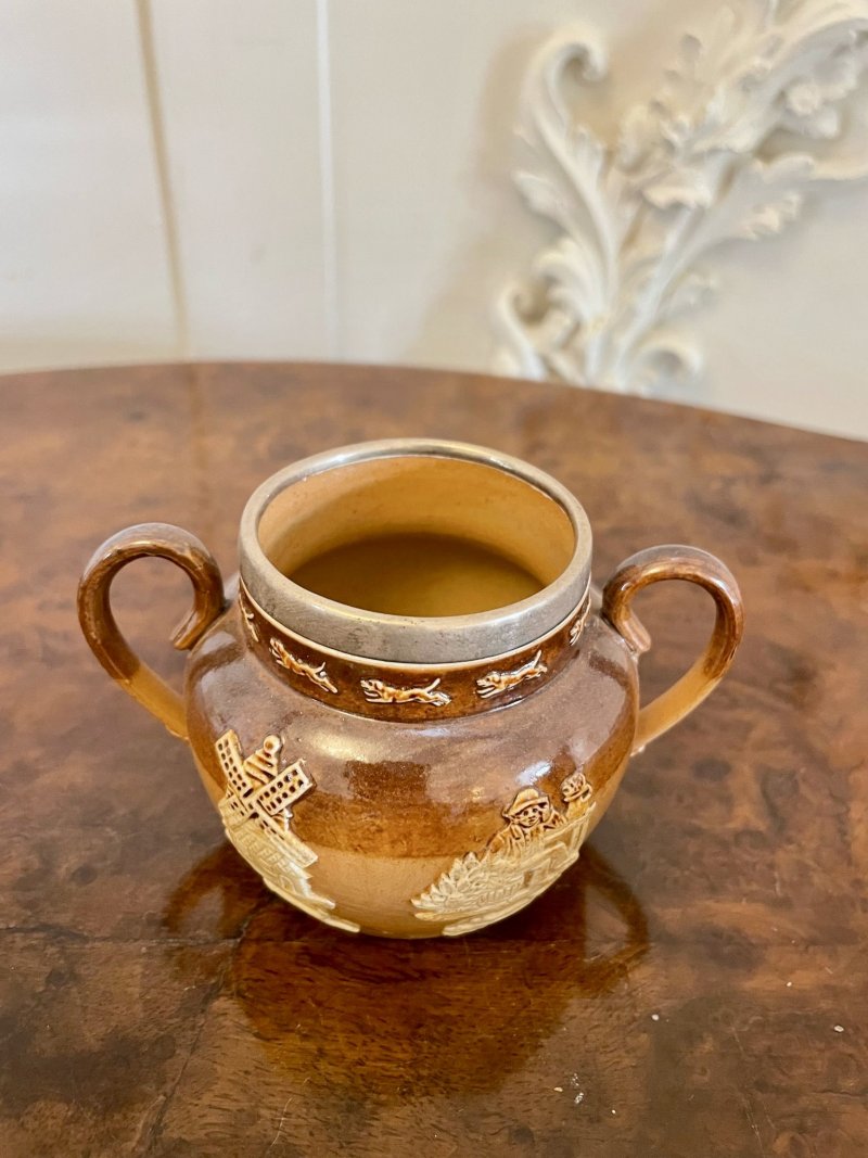 Antique Victorian Miniature Doulton Three Piece Tea Set - Image 5